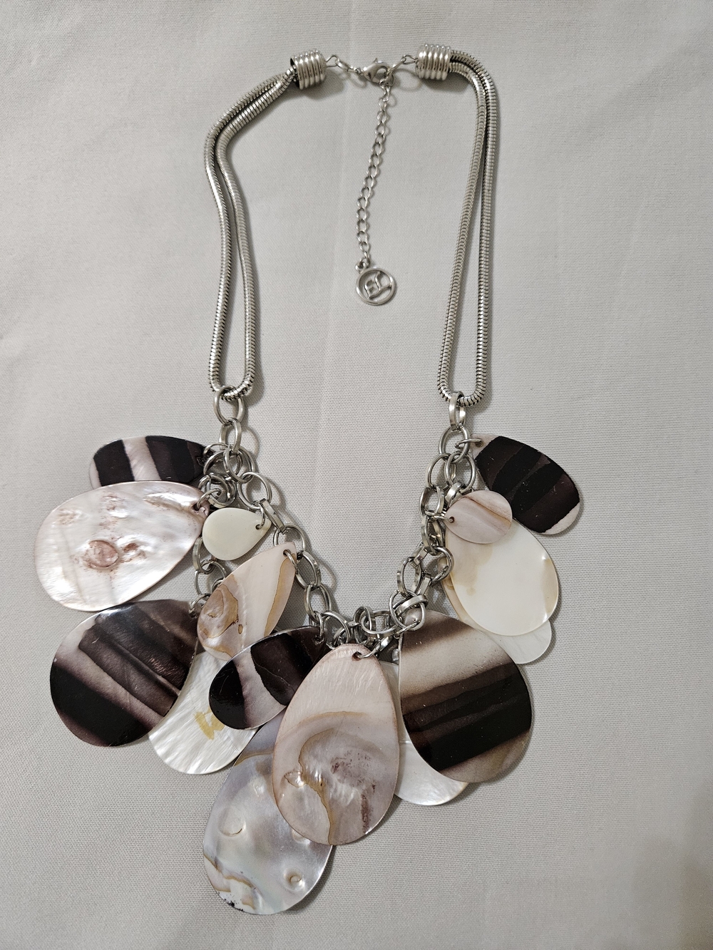Statement Shell Drop Necklace in Cream and Brown
